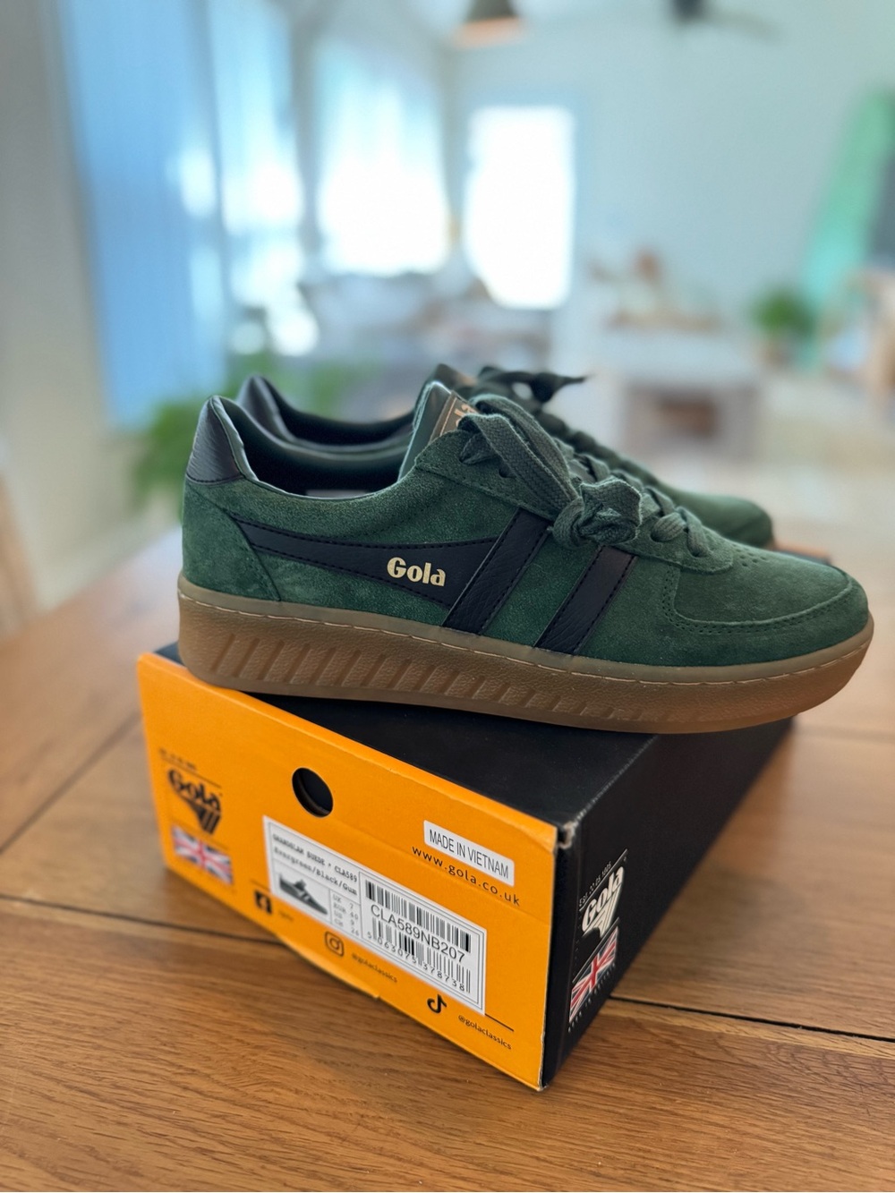 Gola Women's Green Suede Sneaker with Gum Sole